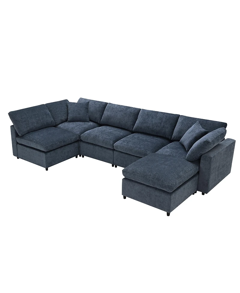 Streamdale Furniture Modern Modular 6-Seat Cloud Sofa Bed with Ottoman