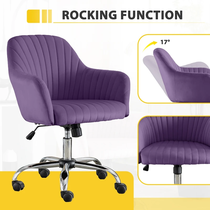 Streamdale Modern Velvet Accent Chair with Adjustable Height and Casters