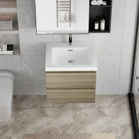 24" Floating Bathroom Vanity with Resin Sink and Soft-Close Drawers