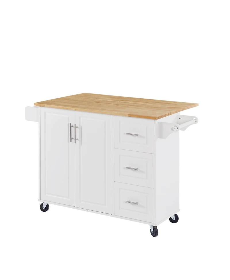 Versatile Kitchen Island: Drop Leaf, Rolling Cart, Storage, White