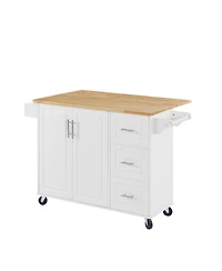 Versatile Kitchen Island: Drop Leaf, Rolling Cart, Storage, White