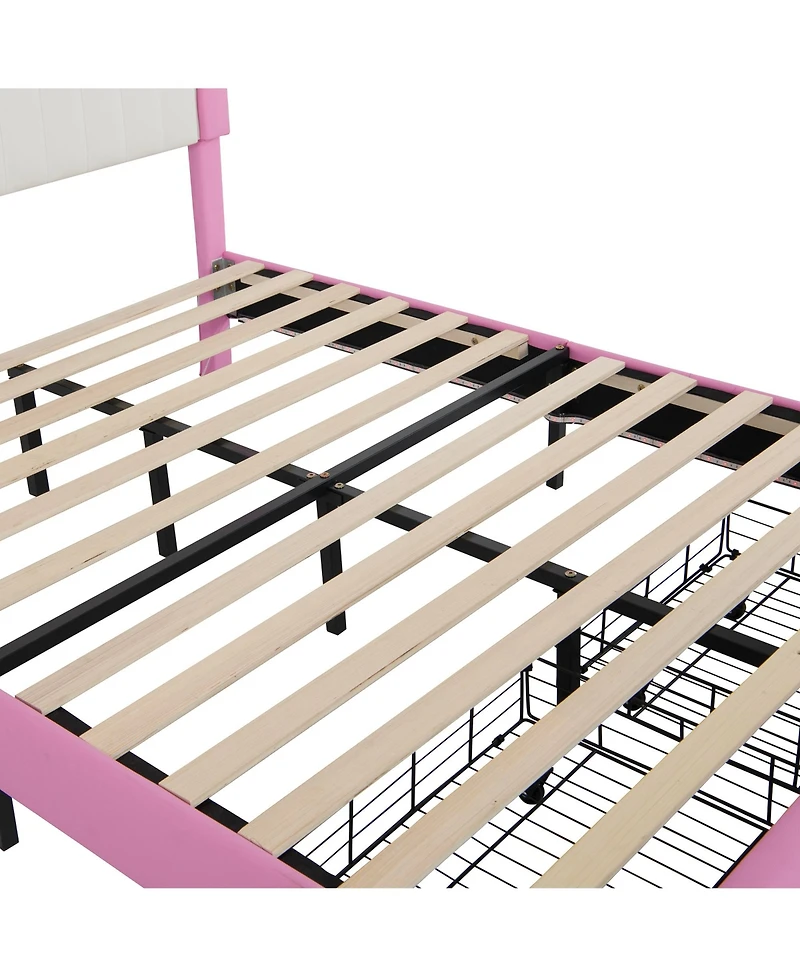 Streamdale Furniture Princess Crown Bed with Led Lights and Drawers