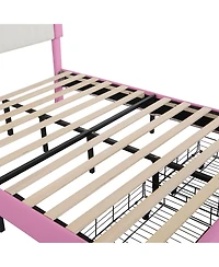 Streamdale Furniture Princess Crown Bed with Led Lights and Drawers