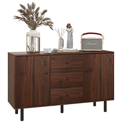 Simplie Fun Rustic Brown Sideboard Buffet Cabinet with Storage and Adjustable Shelves