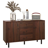 Simplie Fun Rustic Brown Sideboard Buffet Cabinet with Storage and Adjustable Shelves