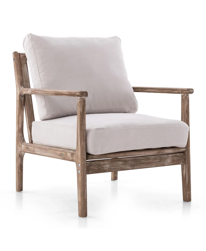 Skonyon Modern Accent Chair with Solid Rubber Wood Armrests