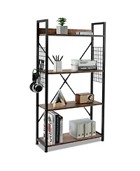 Skonyon 4 -Tier Industrial Open Storage Bookshelf-Coffee