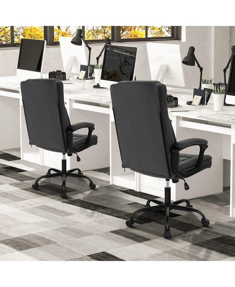 Vebreda High Back Ergonomic Executive Chair with Thick Headrest Cushion-Black