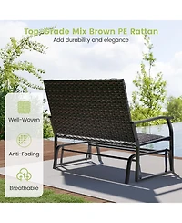 Sugift All Weather Outdoor 2-Person Swing Glider Bench with Quick Dry Foam Seat