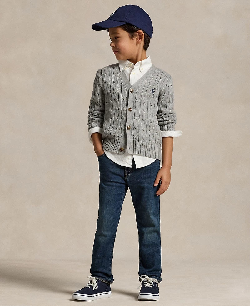 Polo Ralph Lauren Toddler and Little Boys Cable-Knit Cotton V-Neck Cardigan Sweater