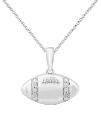 Diamond Football 18" Pendant Necklace (1/10 ct. t.w.) in Sterling Silver