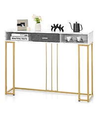 Sugift Narrow Long Sofa Table for Living Room-White