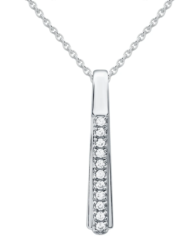 Diamond Vertical Bar 18" Pendant Necklace (1/10 ct. t.w.) in Sterling Silver