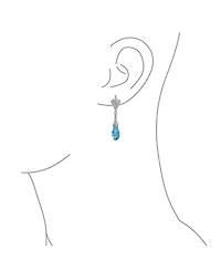 Bling Jewelry Deco Style Aqua Blue Briolette Faceted Teardrop Cubic Zirconia Cz Chandelier Earrings Sterling Silver