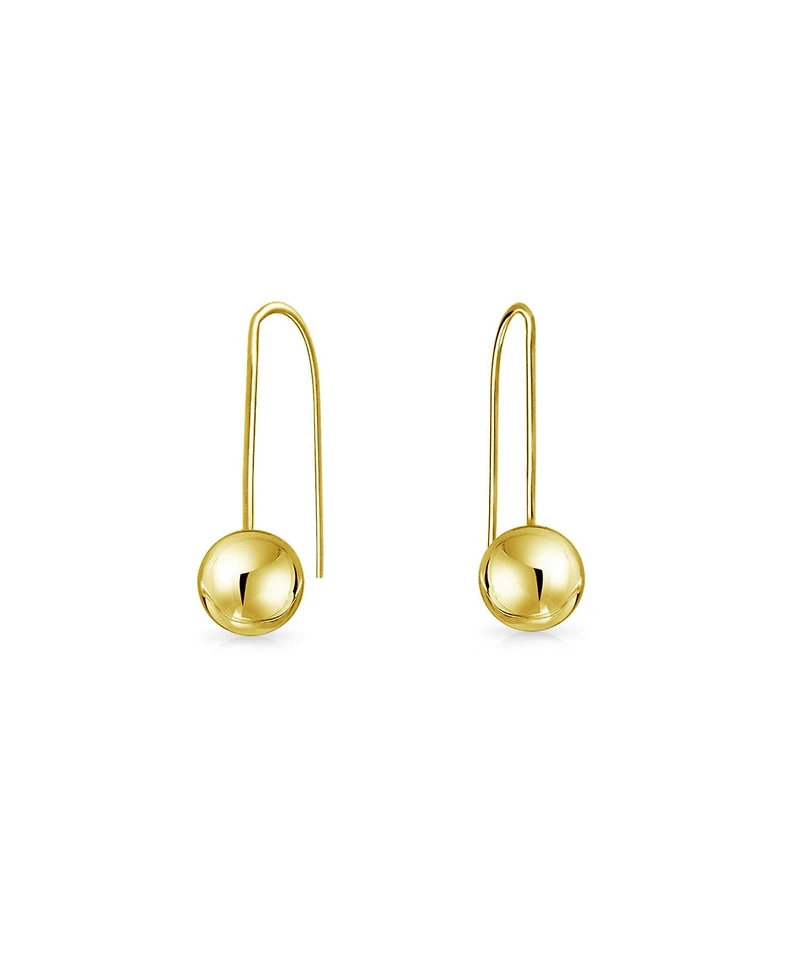 Bling Jewelry Tiny Minimalist Threader Drop Ball Earrings14K Yellow Gold 14K Yellow Gold
