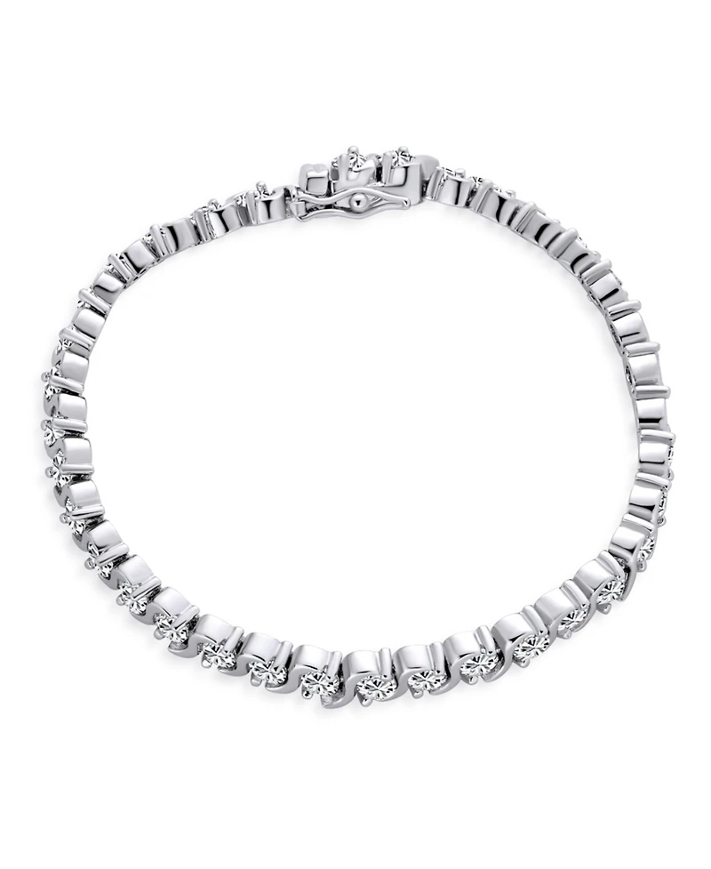 Bling Jewelry 20CTW Cz Round Solitaire Swirl S Wave Link Tennis Bracelet Silver Plated