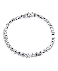 Bling Jewelry 20CTW Cz Round Solitaire Swirl S Wave Link Tennis Bracelet Silver Plated