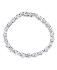 Bling Jewelry Romantic Cz Hearts Shape Tennis Bracelet Silver Plated Rhodium 7-7.5 Inch