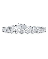 Bling Jewelry Romantic Cz Hearts Shape Tennis Bracelet Silver Plated Rhodium 7-7.5 Inch