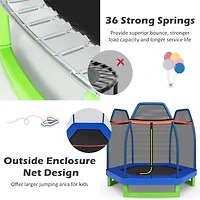 Costway 7FT Kids Trampoline W/Safety Enclosure Net Spring Pad