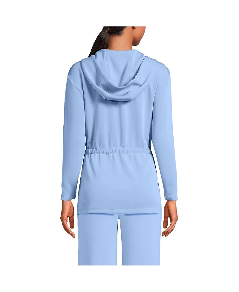 Lands' End Women's Cupro Long Sleeve Full Zip Tunic Hoodie