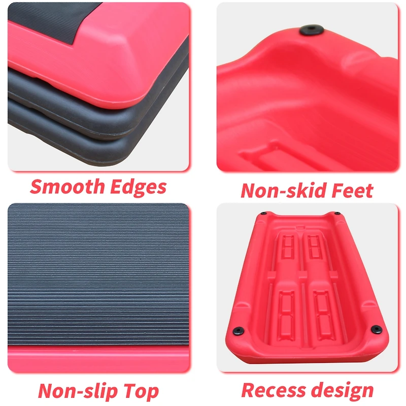 Streamdale Furniture Adjustable Aerobic Stepper with Risers in Red and Black