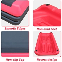Streamdale Furniture Adjustable Aerobic Stepper with Risers in Red and Black