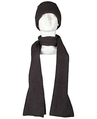 Kenneth Cole Reaction Men's Ribbed Herringbone Beanie & Scarf Set
