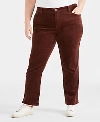 Style & Co Plus High-Rise Straight-Leg Corduroy Pants, Created for Macy's