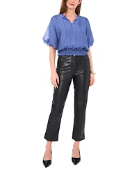 Vince Camuto Women's Short-Sleeve Smocked-Waist Top