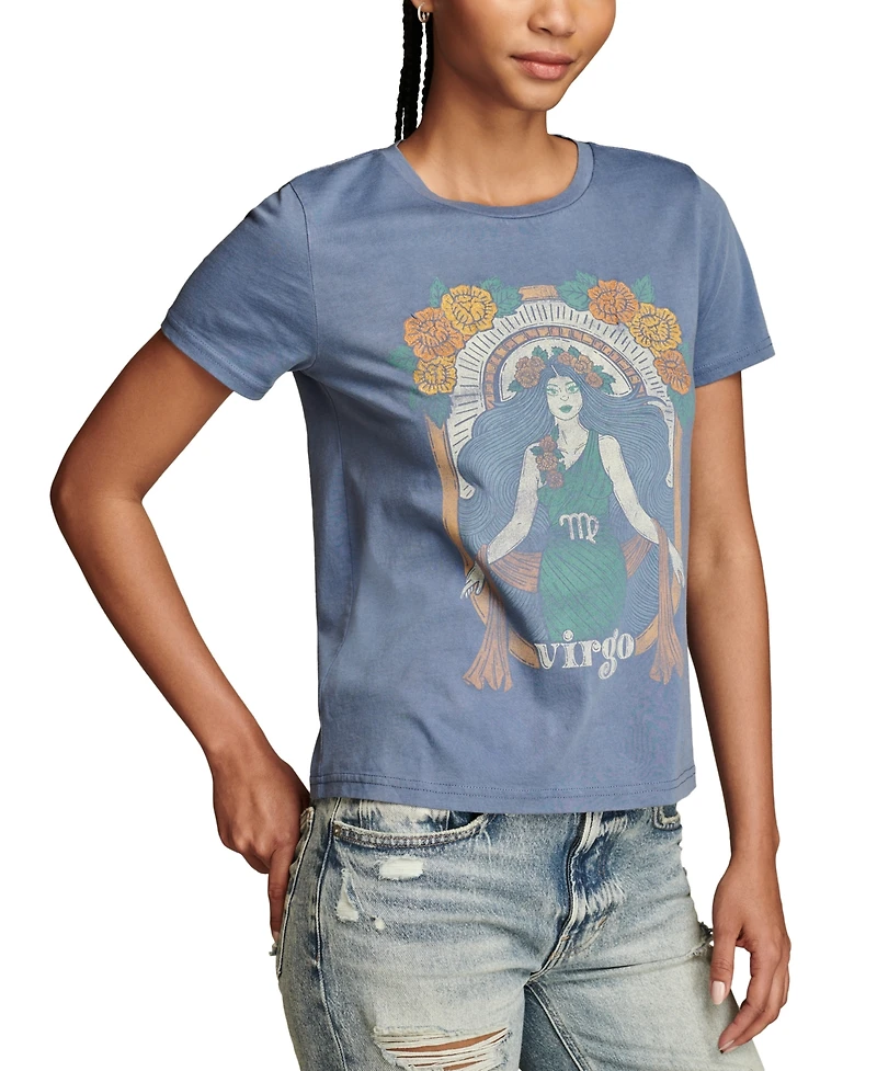 Lucky Brand Women's Embroidered Virgo Crewneck T-Shirt