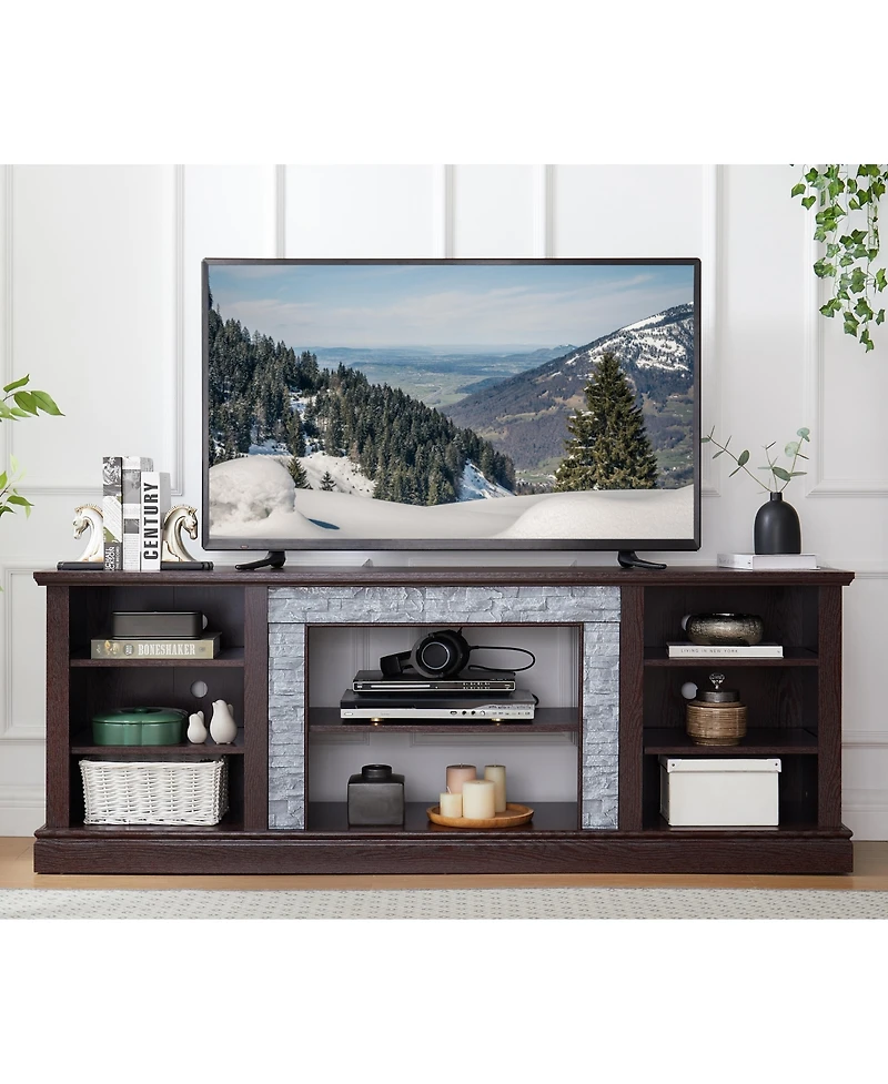 Streamdale Modern Faux Stone Tv Console with Storage Cabinet