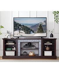 Streamdale Modern Faux Stone Tv Console with Storage Cabinet