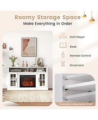 58" Fireplace Tv Stand with 1400W Electric Fireplace for TVs up to 65 Inches