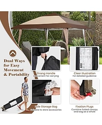 Sugift 13 x 13 Feet Pop-Up Patio Gazebo with Wheels-Coffee