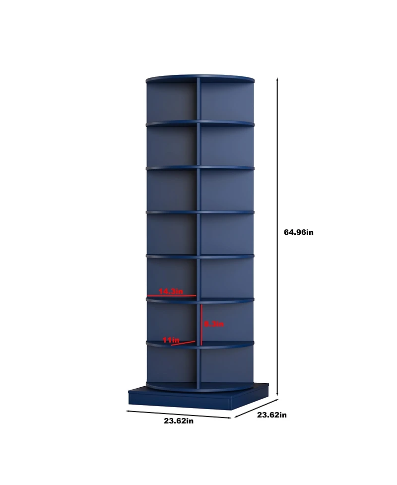 Streamdale Furniture Blue 360 Rotating shoe cabinet 7 layers