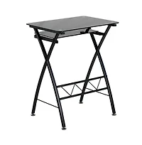 Tempered Glass Computer Desk With Pull-Out Keyboard Tray