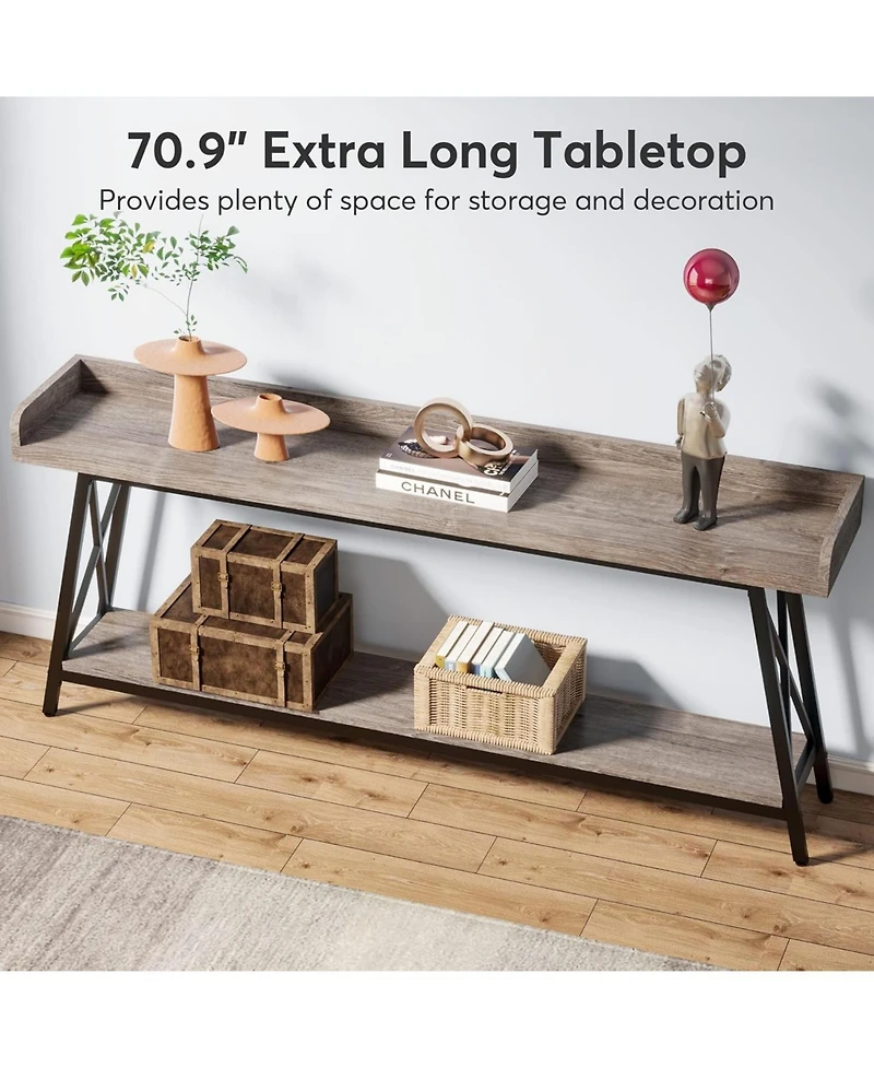 Tribesigns 70.87 inch Extra Long Console Table Behind Couch, Rustic Industrial Sofa Table for Living Room