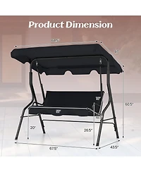 3 Seats Patio Canopy Swing Glider Hammock Cushioned