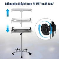 Mobile Mayo Stainless Steel Tray Stand Trolley Medical Doctor Salon Equipment