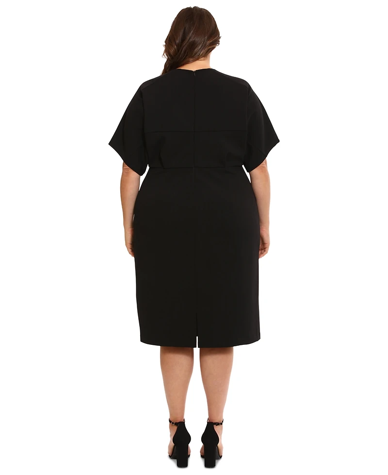 London Times Plus Size Short-Sleeve V-Neck Sheath Dress