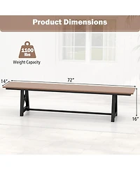 3-4 Person Outdoor Hdpe Bench with Metal Frame-Brown