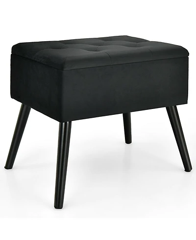Sugift Velvet Storage Ottoman with Solid Wood Legs for Living Room Bedroom