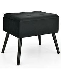 Sugift Velvet Storage Ottoman with Solid Wood Legs for Living Room Bedroom