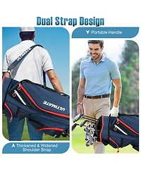 Skonyon 9.5 Inch Golf Cart Bag with 14 Way Dividers Top Organizer-Black
