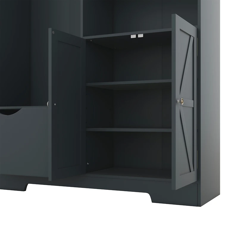 Elegant Hall Tree: Shoe Cabinet, Bench, Coat Rack