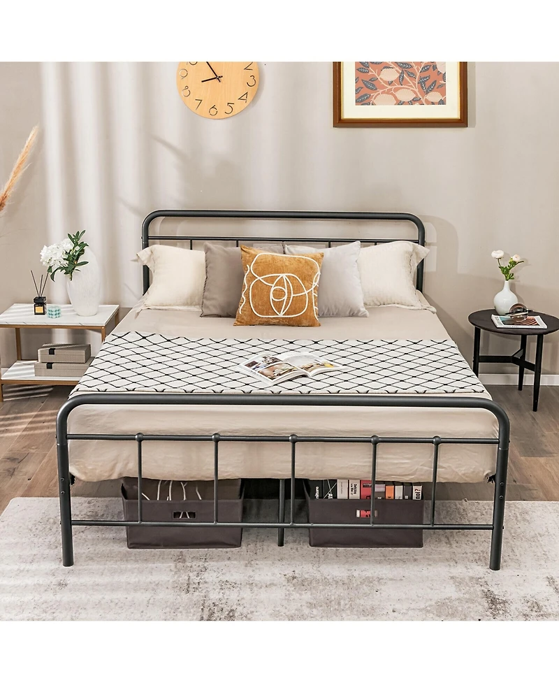 Gymax Full Size Heavy Duty Metal Bed Frame Headboard Platform Mattress Foundation