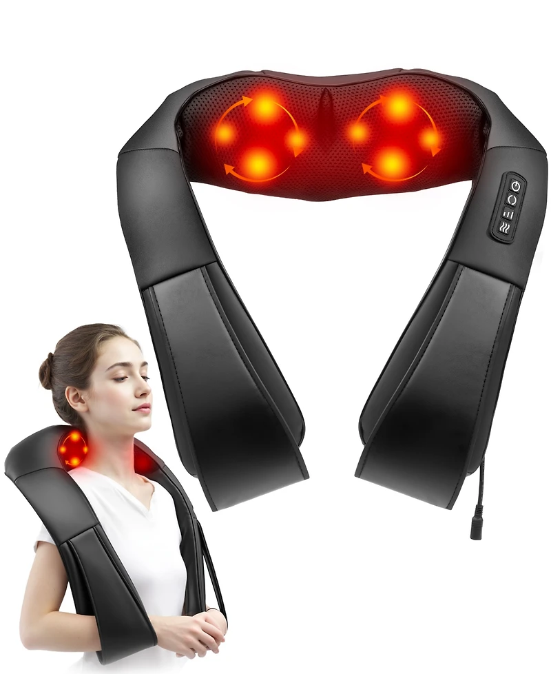 Shiatsu Neck and Shoulder Massager with Heat, 8 Deep-Kneading Nodes