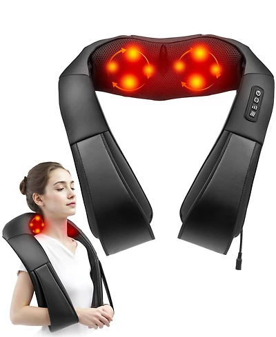 Shiatsu Neck and Shoulder Massager with Heat, 8 Deep-Kneading Nodes
