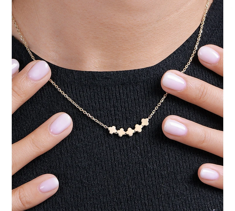 Devata Clover Chain Necklace in 14K Gold, 16 in adj to 18 in, approx. 4.3 grams